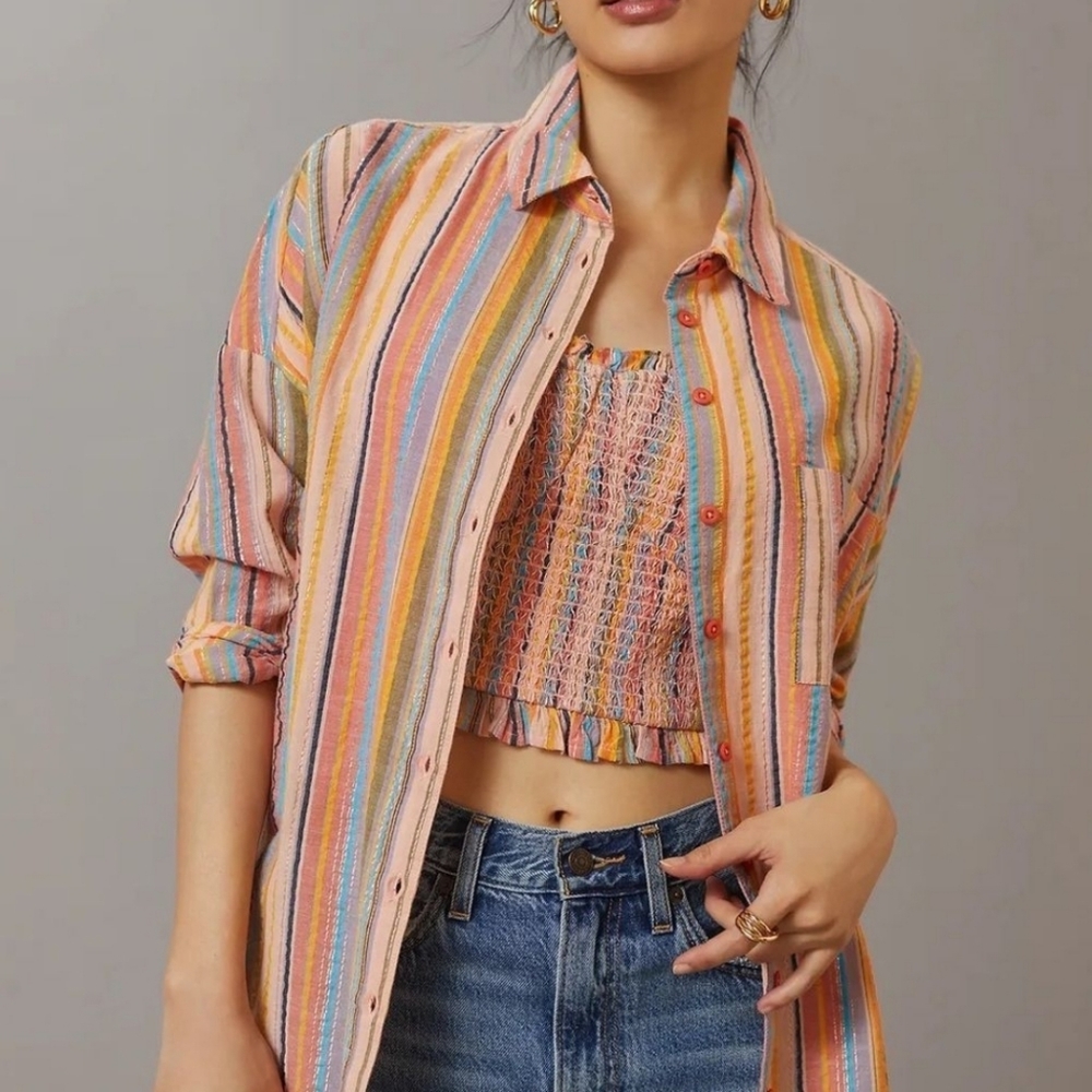Pilcro The Boyfriend striped button down extra small worn once
